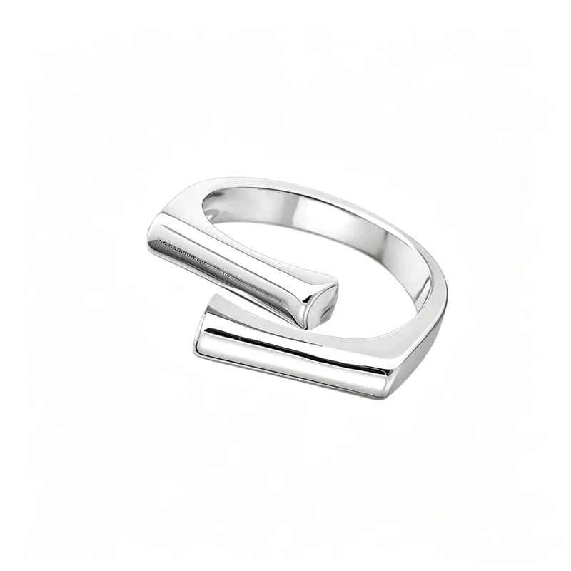 Elegant Double Layer Geometric Ring - Adjustable Silver Charm