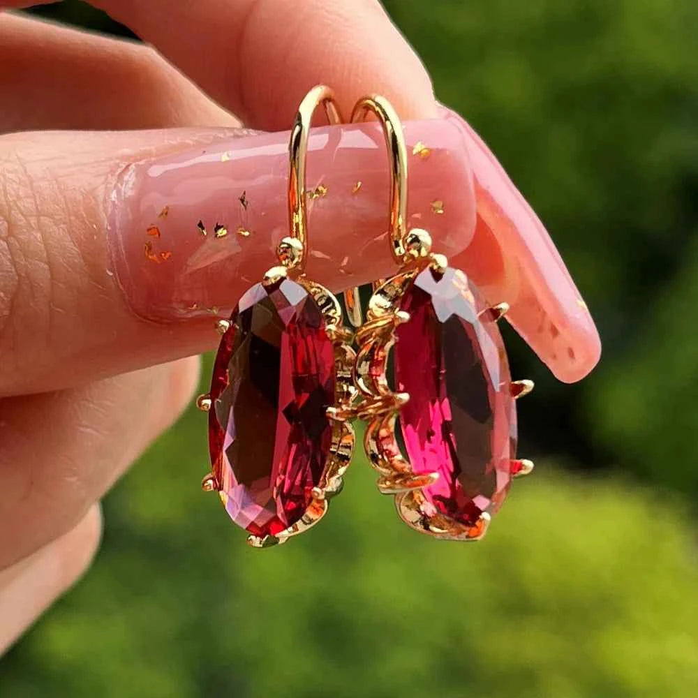 Elegant Oval Cubic Zirconia Earrings - Luxury Dangle Jewelry
