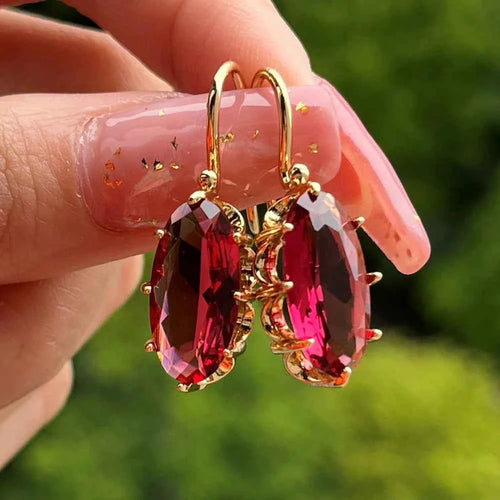 Elegant Oval Cubic Zirconia Earrings - Luxury Dangle Jewelry