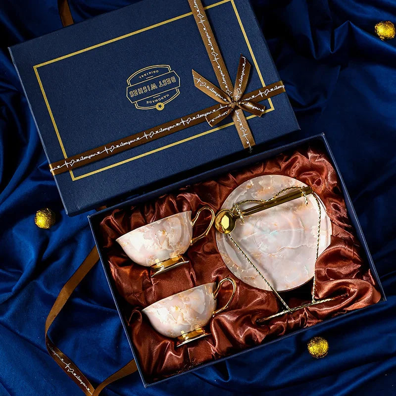 Elegant Bone China Coffee Set - Light Luxury European Style