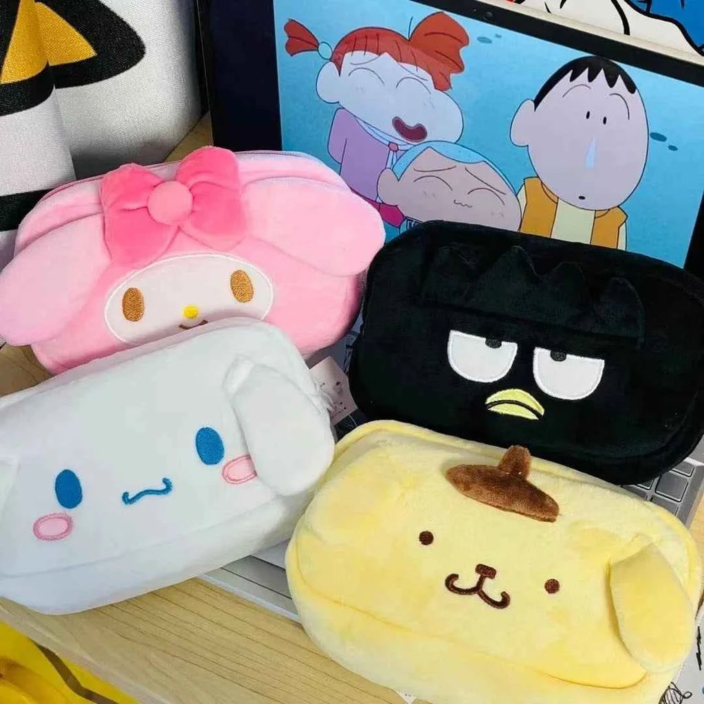 Large Capacity Plush Makeup Bag - Soft Character Cosmetic Organizer & Pencil Case for Girls - Tulique