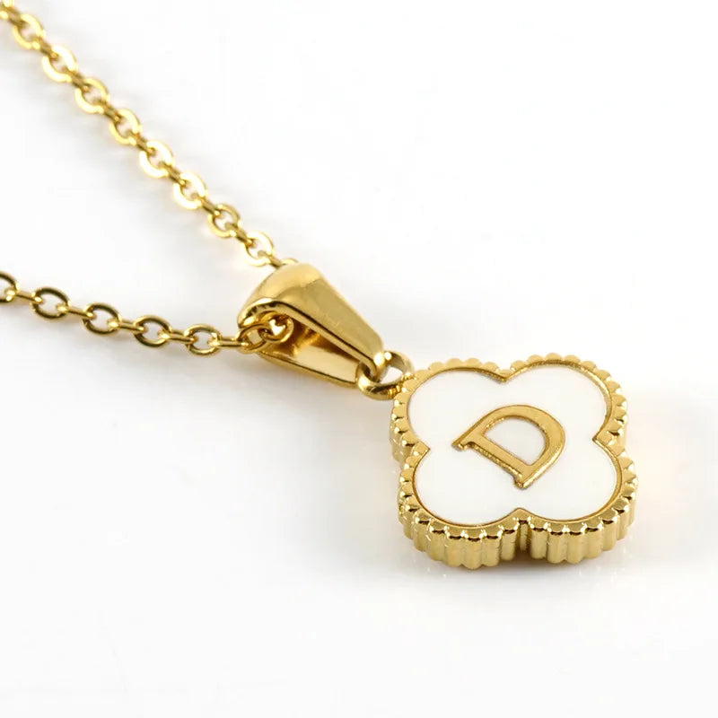 Elegant Initial Letter Necklace - Lucky Shell Gold Pendant