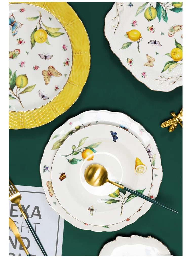Elegant Ceramic Dinner Plate - European Style Round Dish