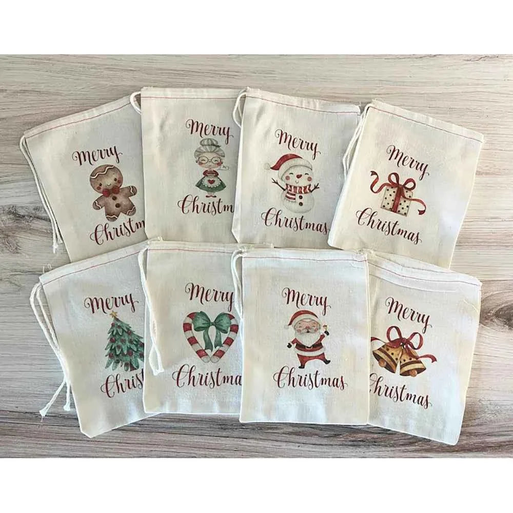 Christmas Gift Bags - festive holiday favor bags with Santa Claus design