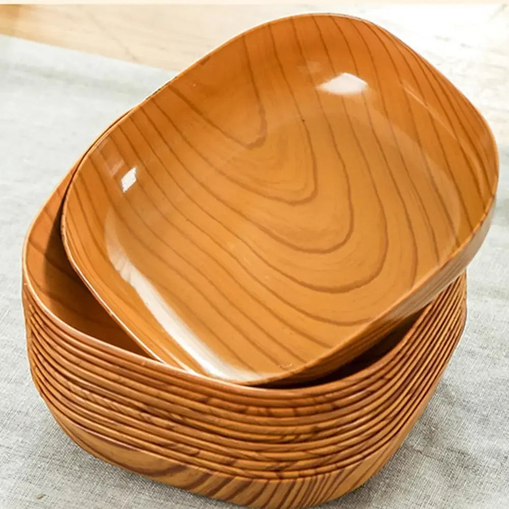Wood grain square plate - Japanese simple grain dish for tableware