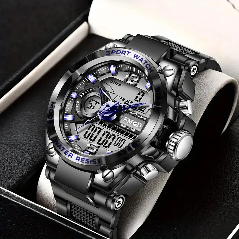 Digital Steel Military Wristwatch - LED Quartz Sports Clock