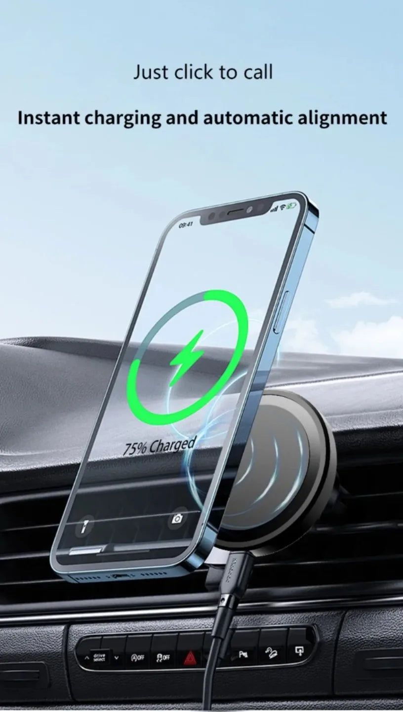 Premium Magsafe Car Wireless Charger - 15W Fast Vent Mount