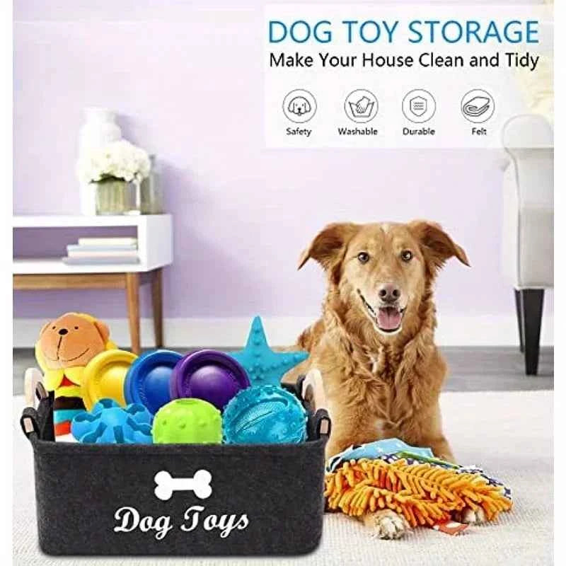 Premium Felt Pet Toy Box - Dog Organizer & Storage