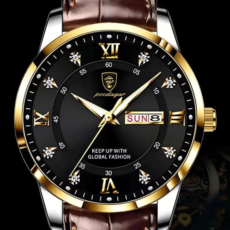 Luxury Men's Quartz Watch - Waterproof & Luminous Leather