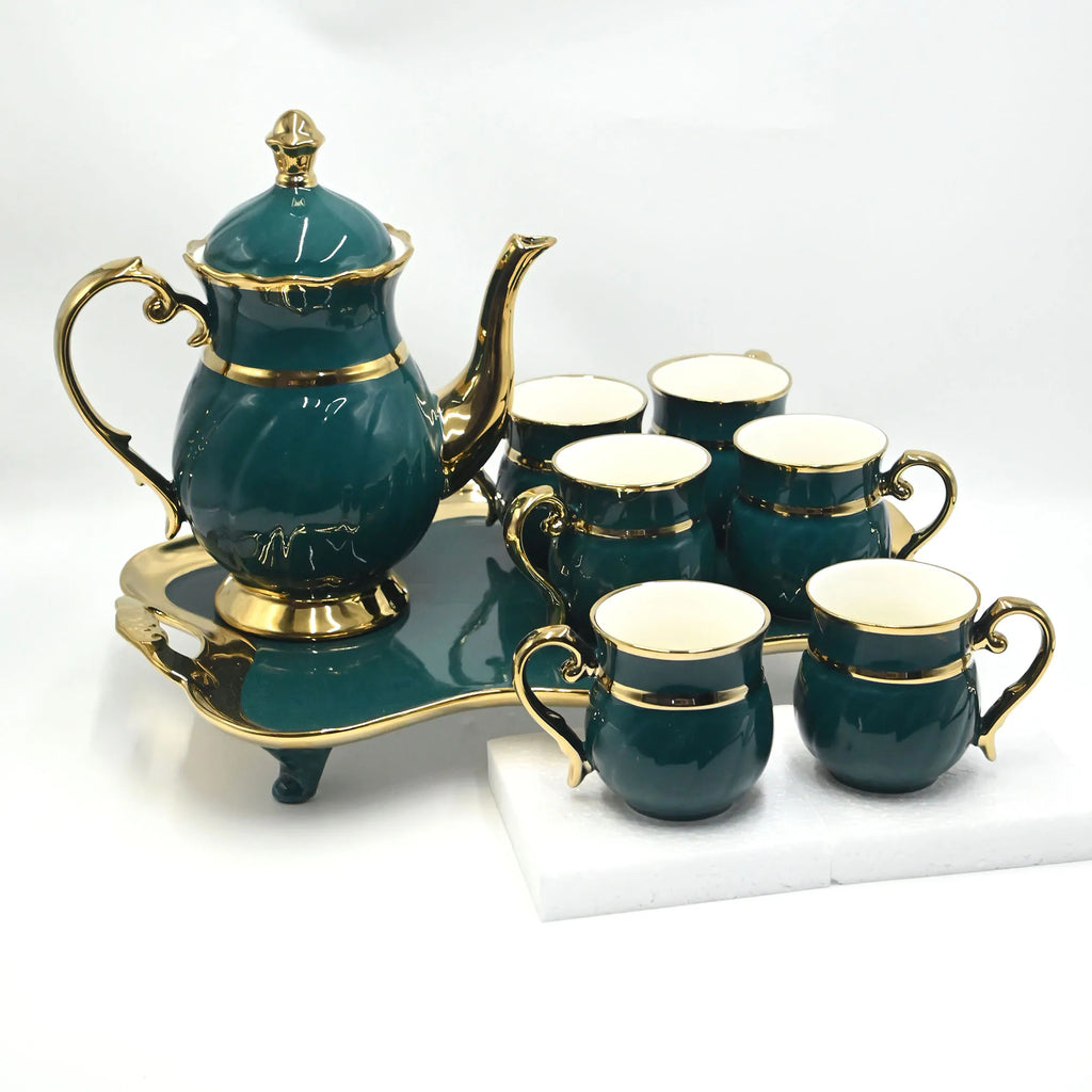 Luxury Ceramic Dinnerware Set - English Gold Green