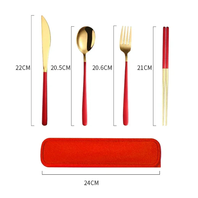 Premium Portable Flatware Set - Travel Utensil Kit with Case