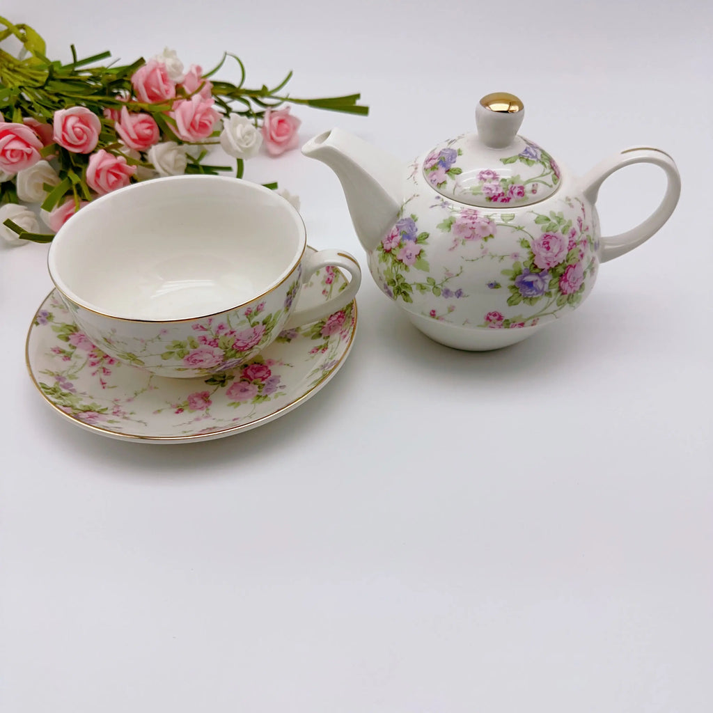 Elegant Rose Ceramic Teapot Set - European Afternoon Tea