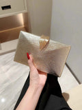 Elegant Gold Evening Clutch - Leaf Buckle Box Bag