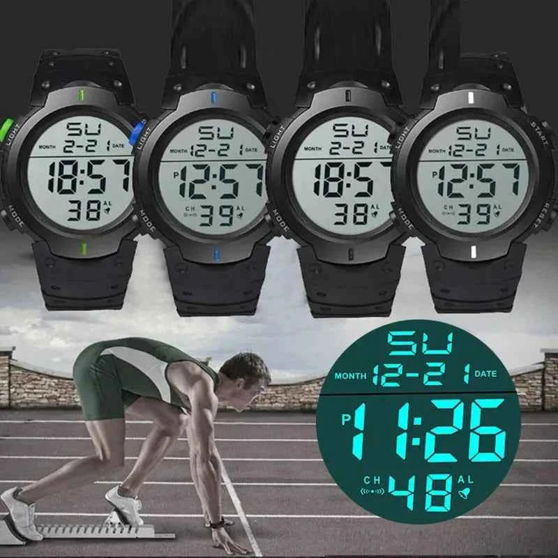 Premium Men's Digital Sports Watch - Multi-Functional Fitness Timer