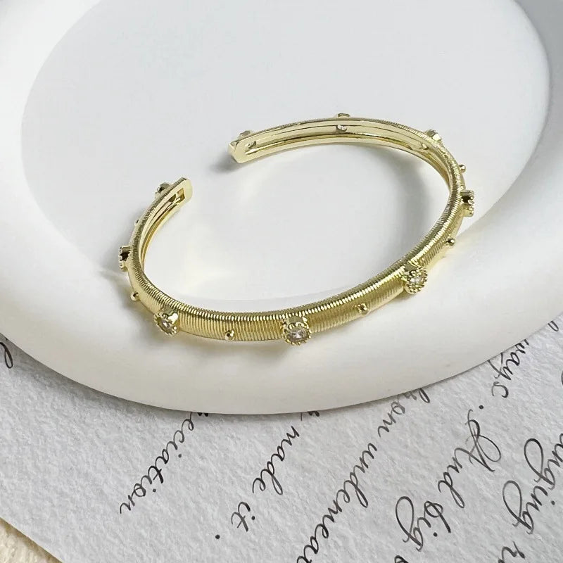 Elegant Diamond Brushed Bracelet - Women's Fashion Jewelry