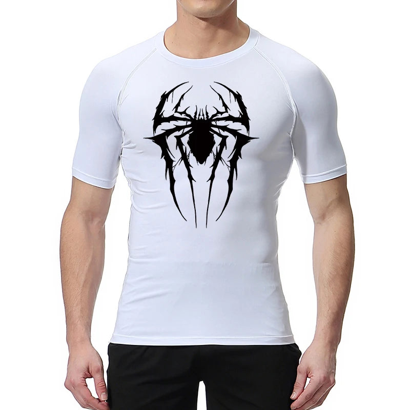 Premium Men's Spider Graphic Compression Shirt - Quick Dry Rash Guard