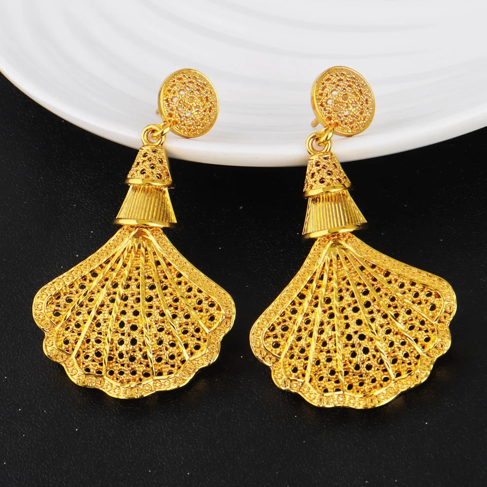 Luxury Gold Plated Necklace Bracelet Ring Set