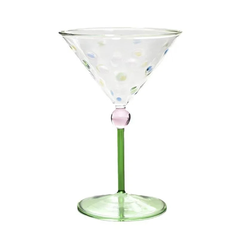 Elegant Polka Dot Glass Goblet - Vintage French Style