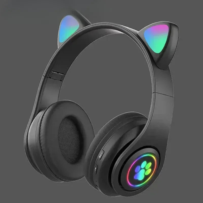 Premium Cat Ear Bluetooth Headphones - LED Stereo & Mic