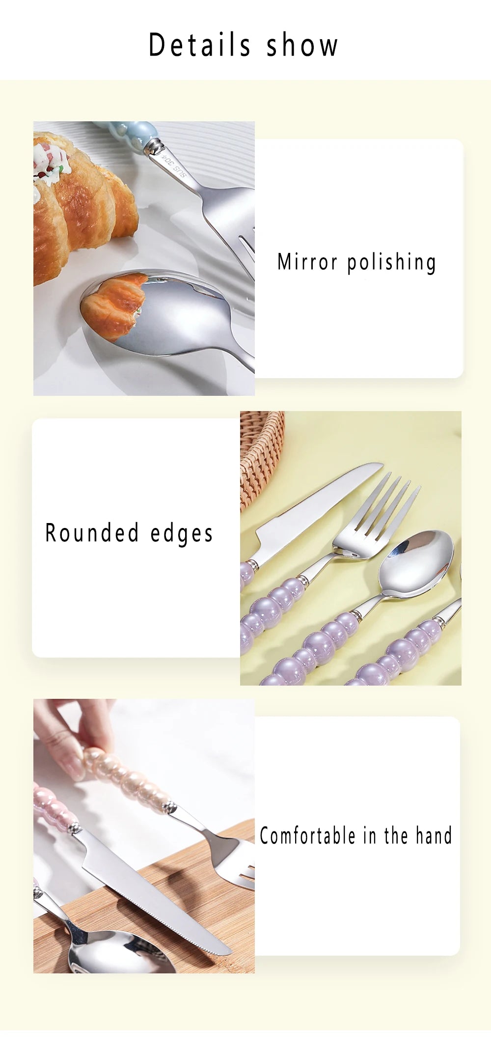 Luxury Pearl Flatware Set - Premium Ceramic Handle Cutlery
