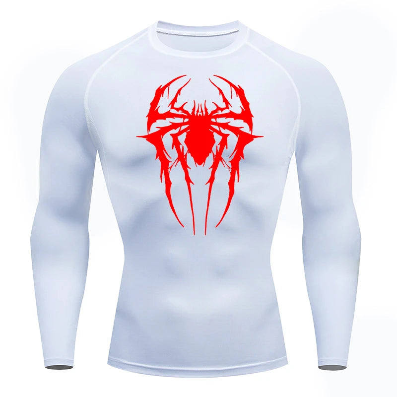 Premium Men's Spider Graphic Compression Shirt - Quick Dry Rash Guard