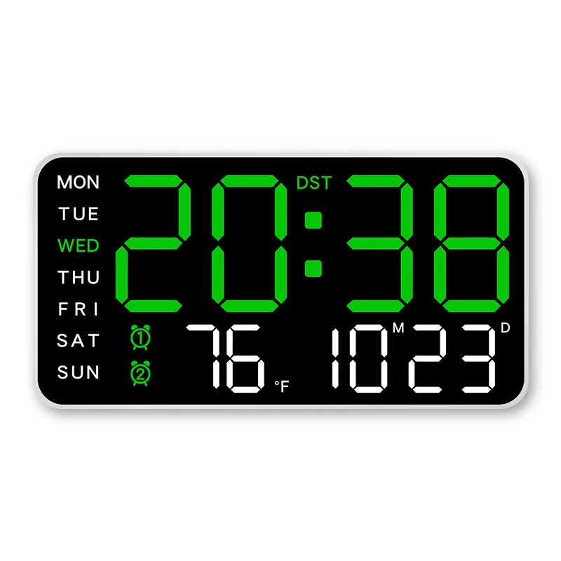Premium Large Digital Wall Clock - Remote Control & Dual Alarms