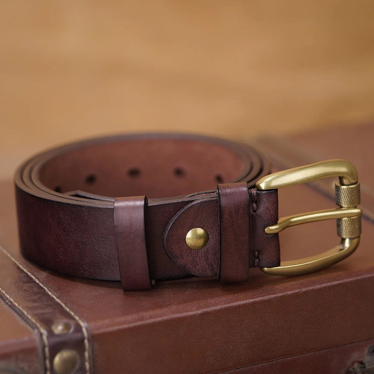 Premium Cowskin Leather Belt - Vintage Pin Buckle
