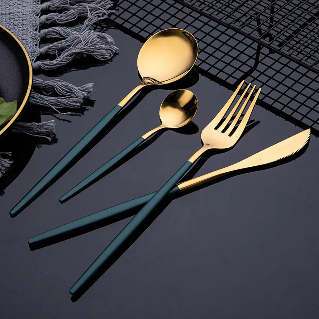 Elegant Gold Stainless Steel Flatware Set - 24 Piece