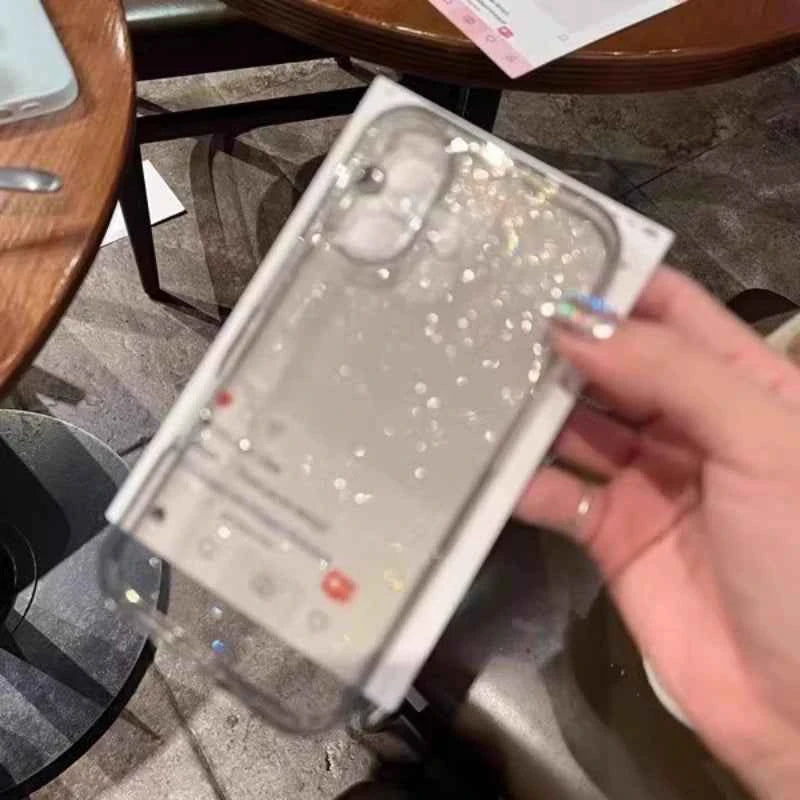 Luxury Glitter Clear Phone Case For iPhone 17 16 15 14 13 12 11 Pro Max Plus Women Girls Sparkle Shockproof Soft Bumper Cover