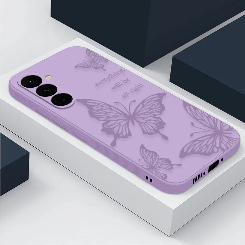 Elegant Butterfly Phone Case with Hand Lanyard - Soft Silicone