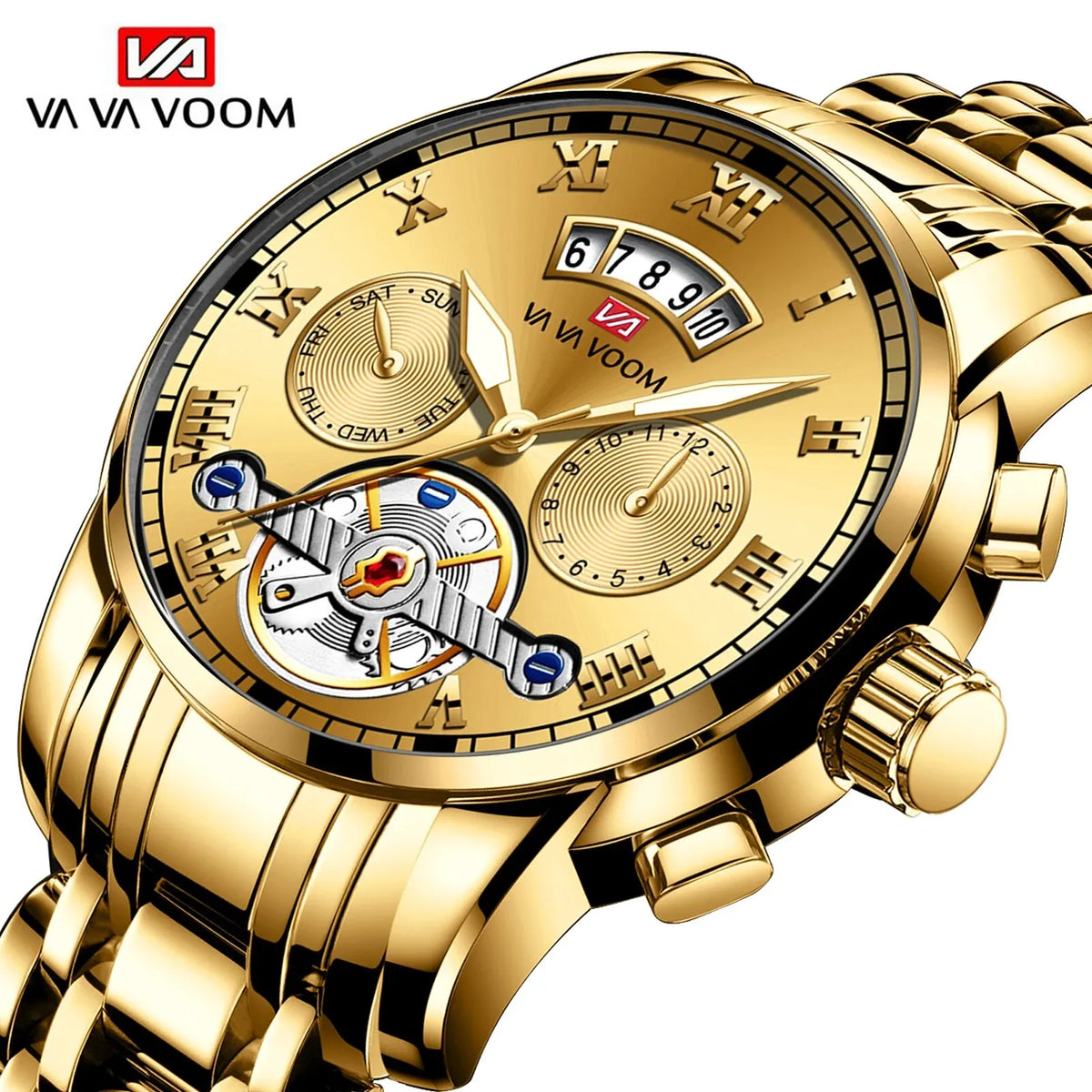 Premium Mens Luxury Watch - Stainless Steel Waterproof Timepiece