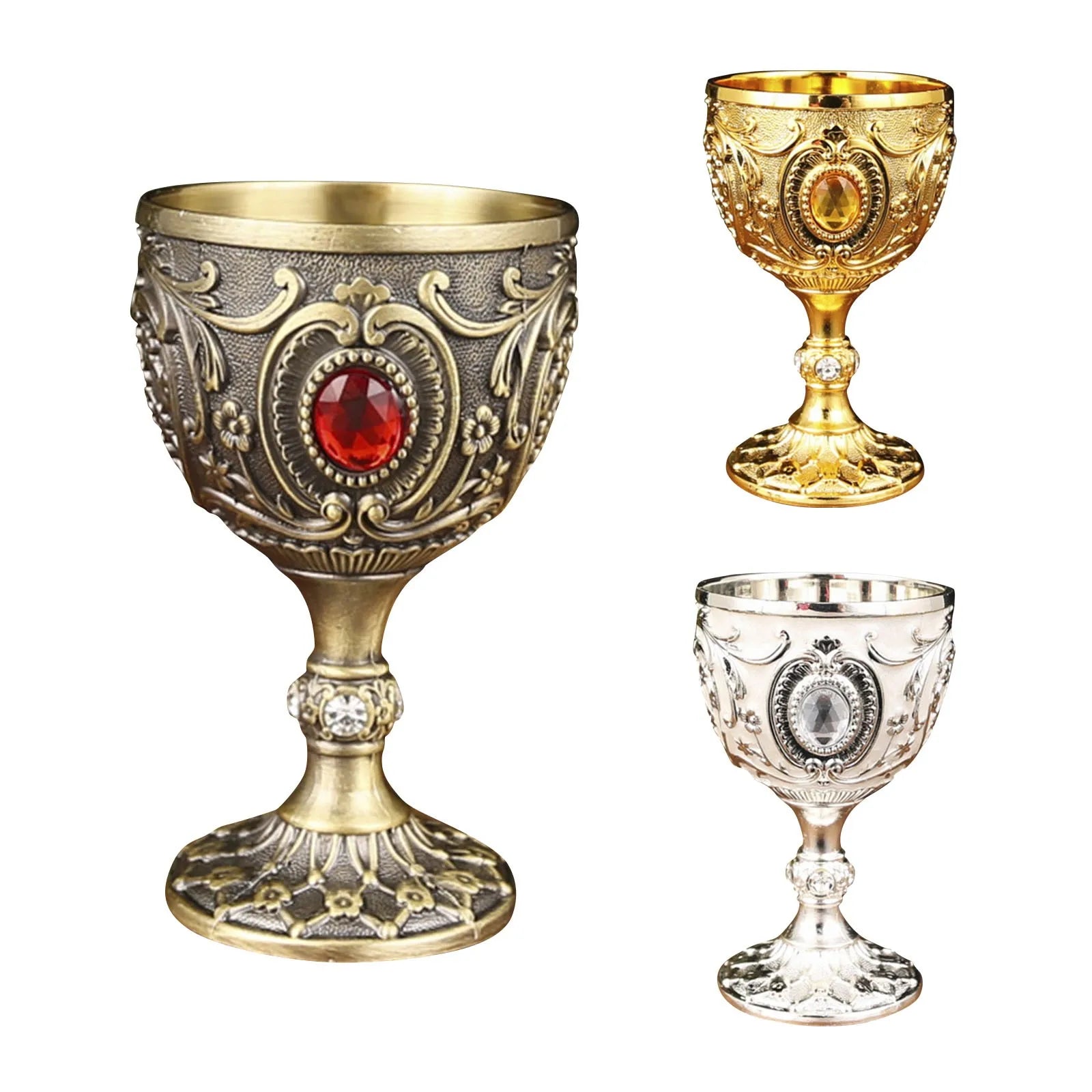 Elegant Retro Metal Wine Cup - Embossed Whiskey & Red Wine Glass
