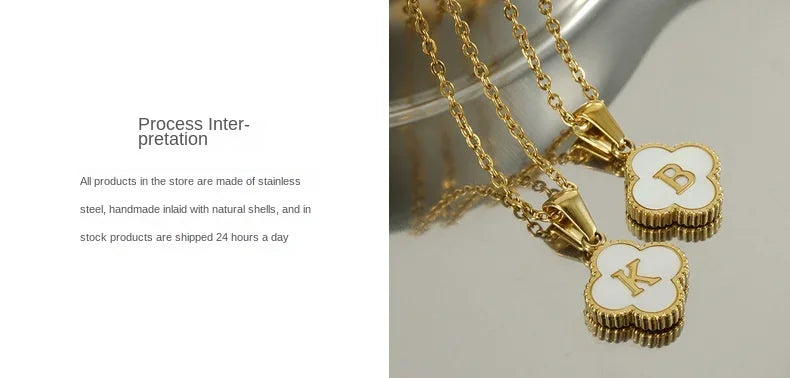 Elegant Initial Letter Necklace - Lucky Shell Gold Pendant