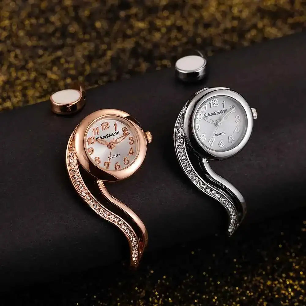 Elegant Ladies Quartz Watch - Rhinestone Stainless Steel