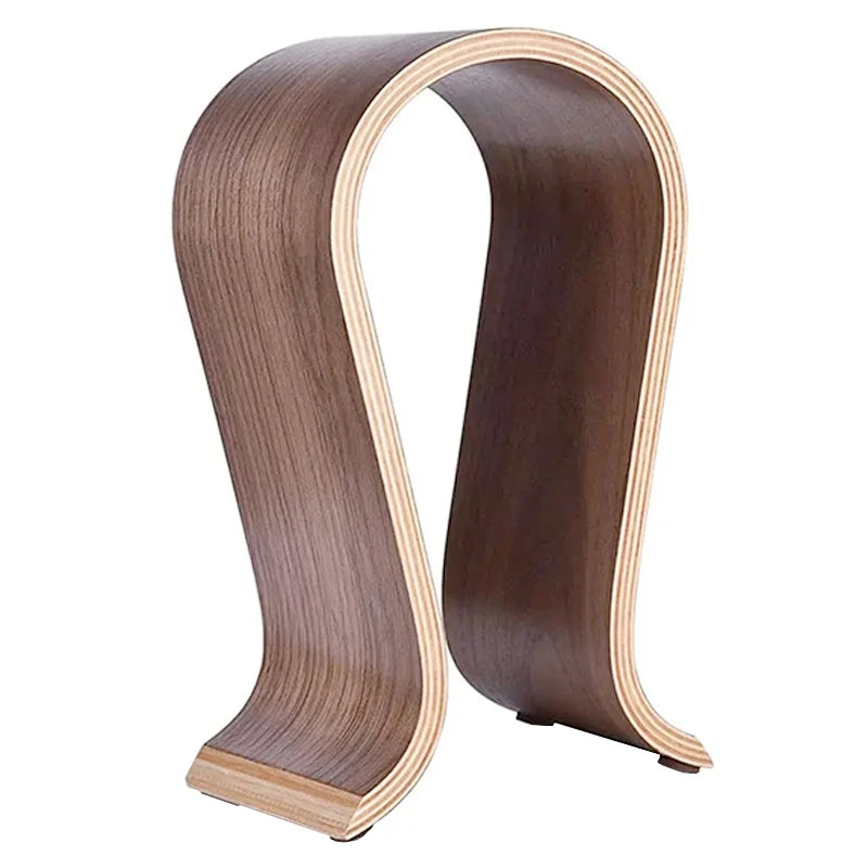 Premium Wooden Headphone Stand - U-Shaped Desktop Display
