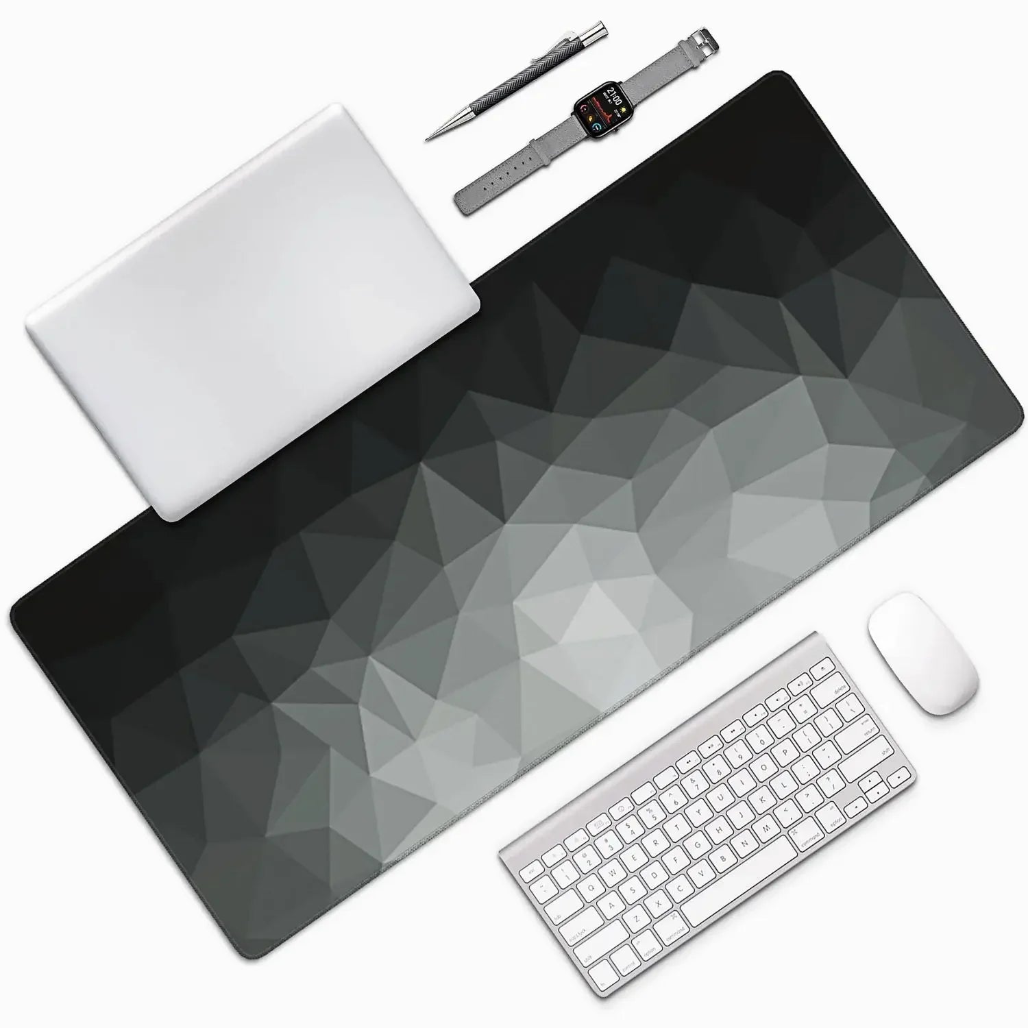 Large Gaming Mouse Pad - Extended black mouse pad with stitched edges and non-slip rubber base