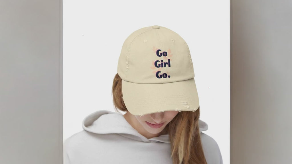 Premium Empowerment Baseball Cap - Go Girl Go Distressed Style