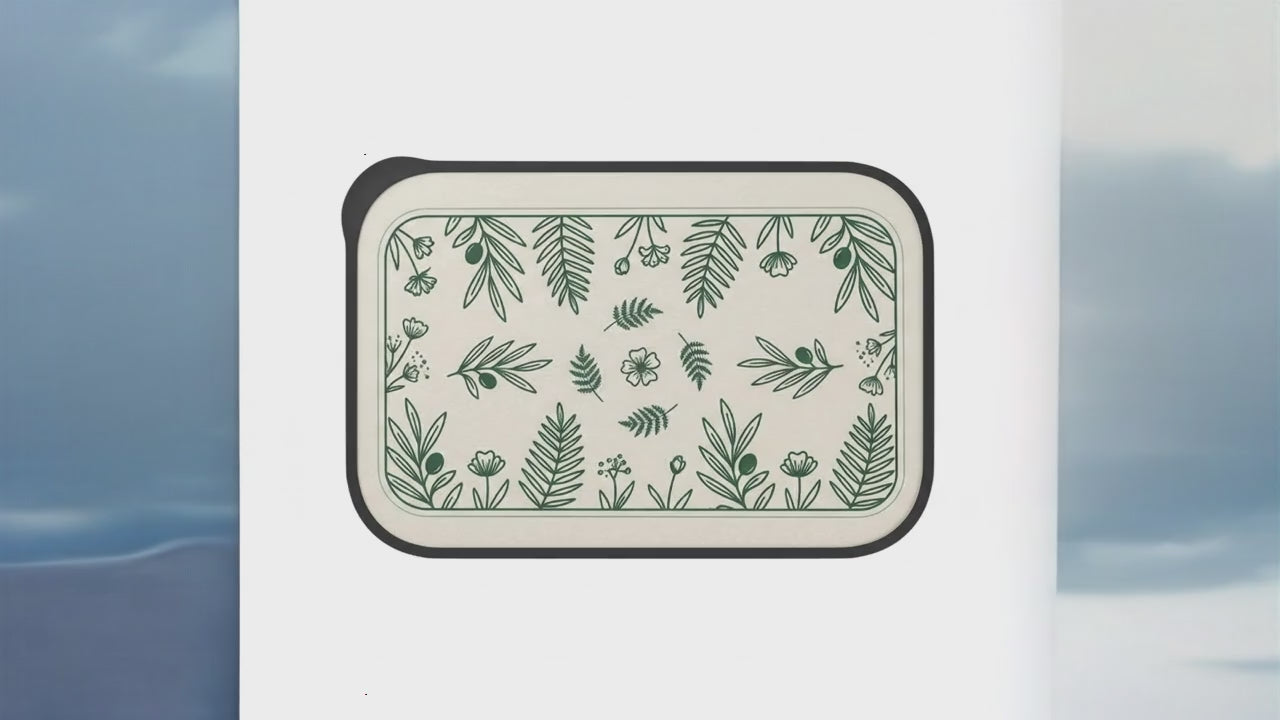 Botanical Eco-Friendly Bento Box - Sustainable Lunch Container with Band & Utensils